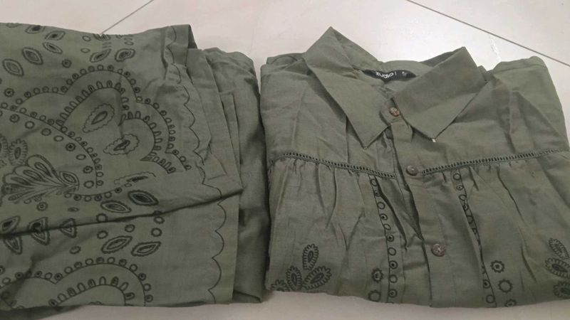 New Green Printed Kurta Set