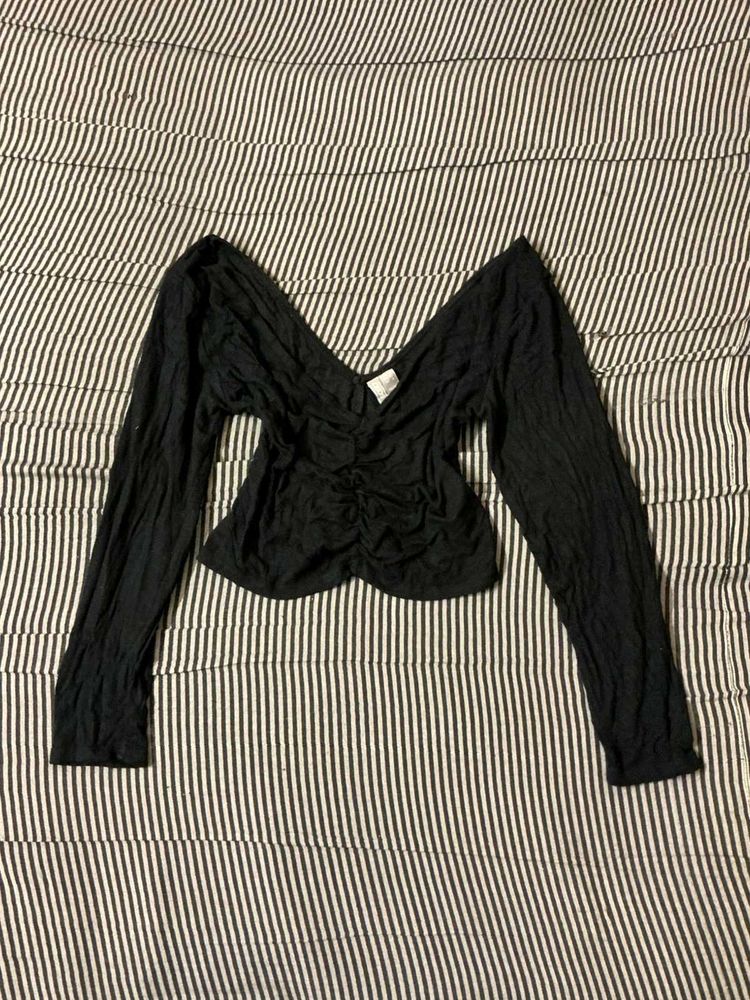 Black Long Sleeve Ruched Top ( ASOS)