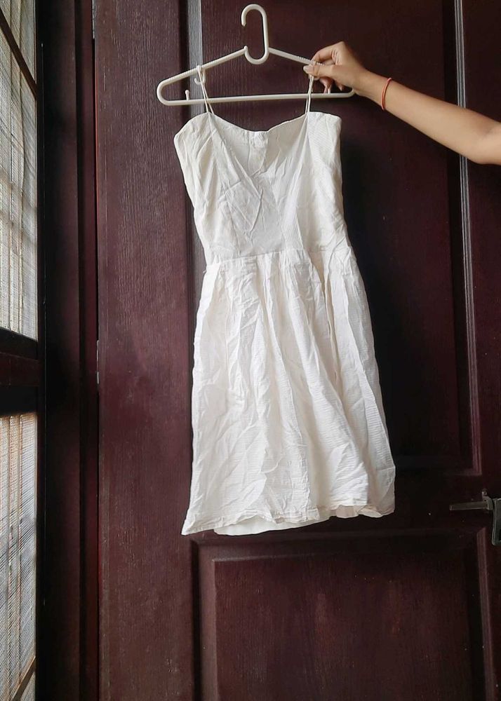 Cream Spaghetti Strap Mini Dress