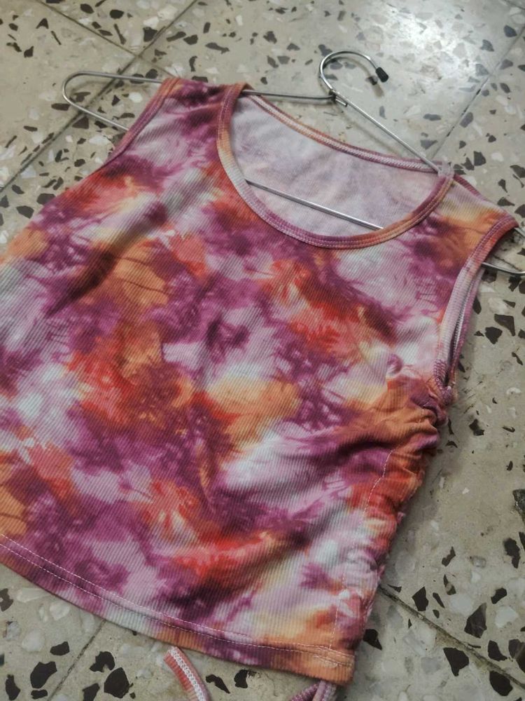 Tie-Dye Ruched Tank Top