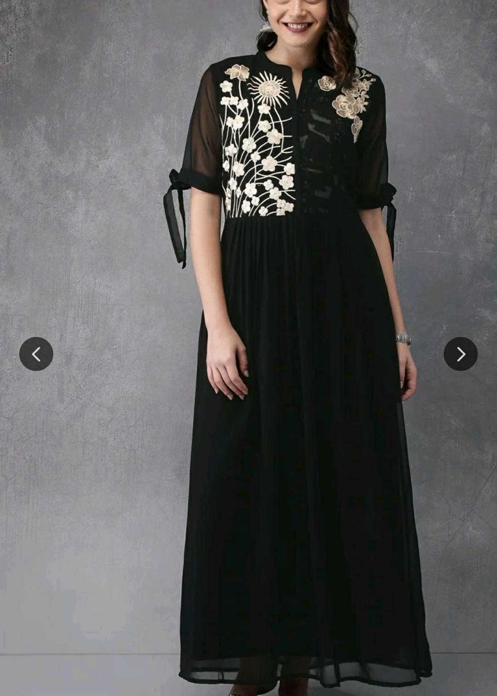 Black Embroidered Ethnic Gown