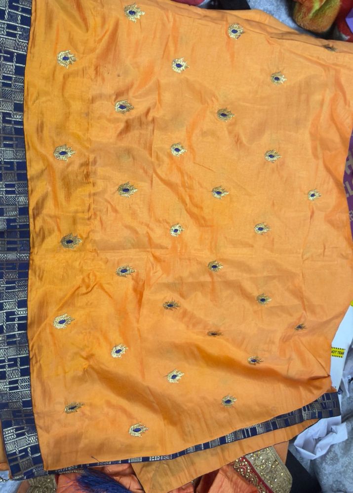 Beautiful Orange Embroidered Saree