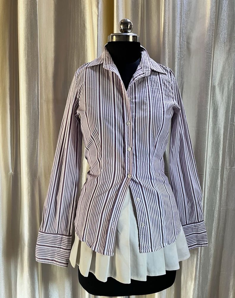 SISLEY Striped Button-Up Shirt