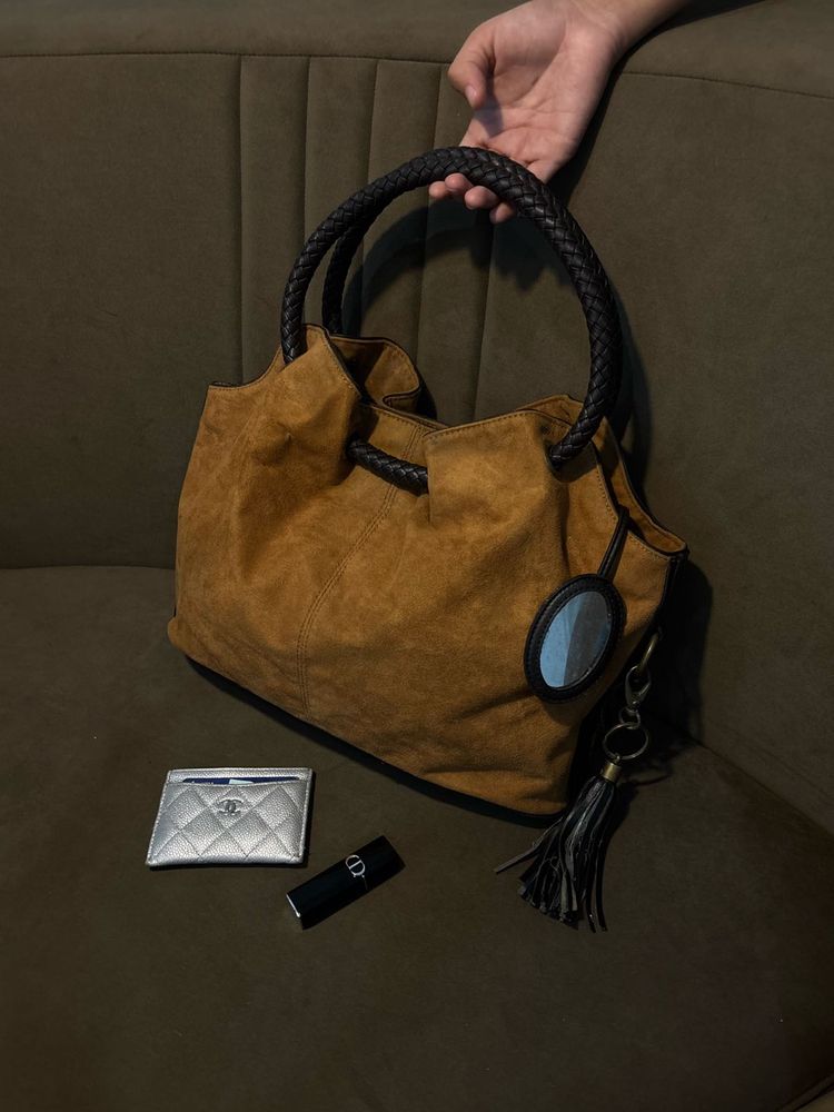 NINE WEST Stylish Suede Hobo Bag with Tassel