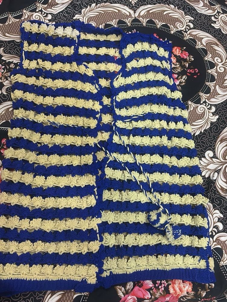 Handmade Blue &amp; Yellow Striped Vest