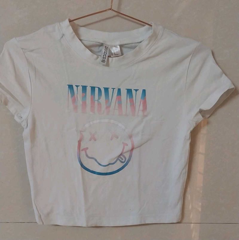 Nirvana Smiley Face Crop Top tag Size M