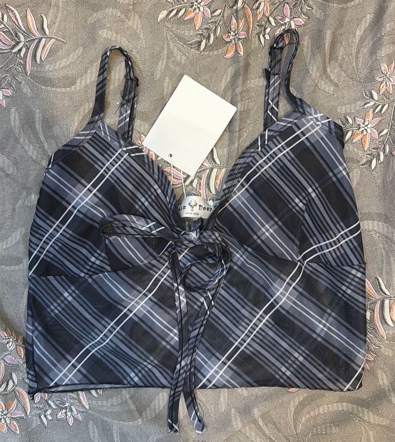 Cute Blue Mesh Tank Top