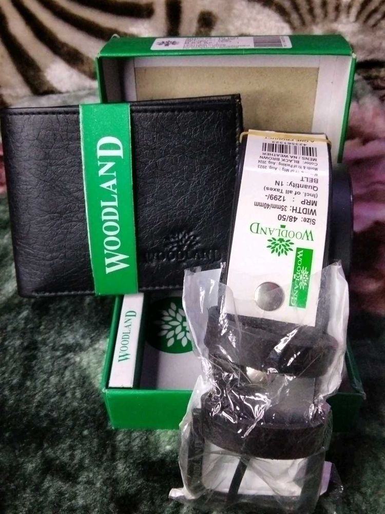 WOODLAND WALLET AND BELT FOR MEN COMBO