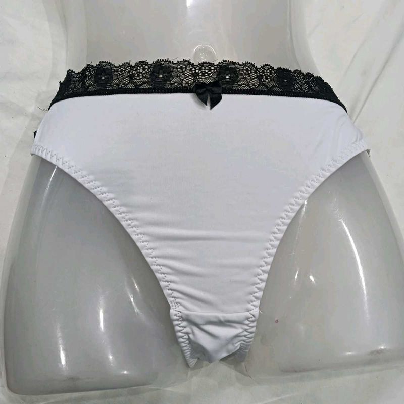 ❤️‍🔥 White Briefs with Black Lace Trim