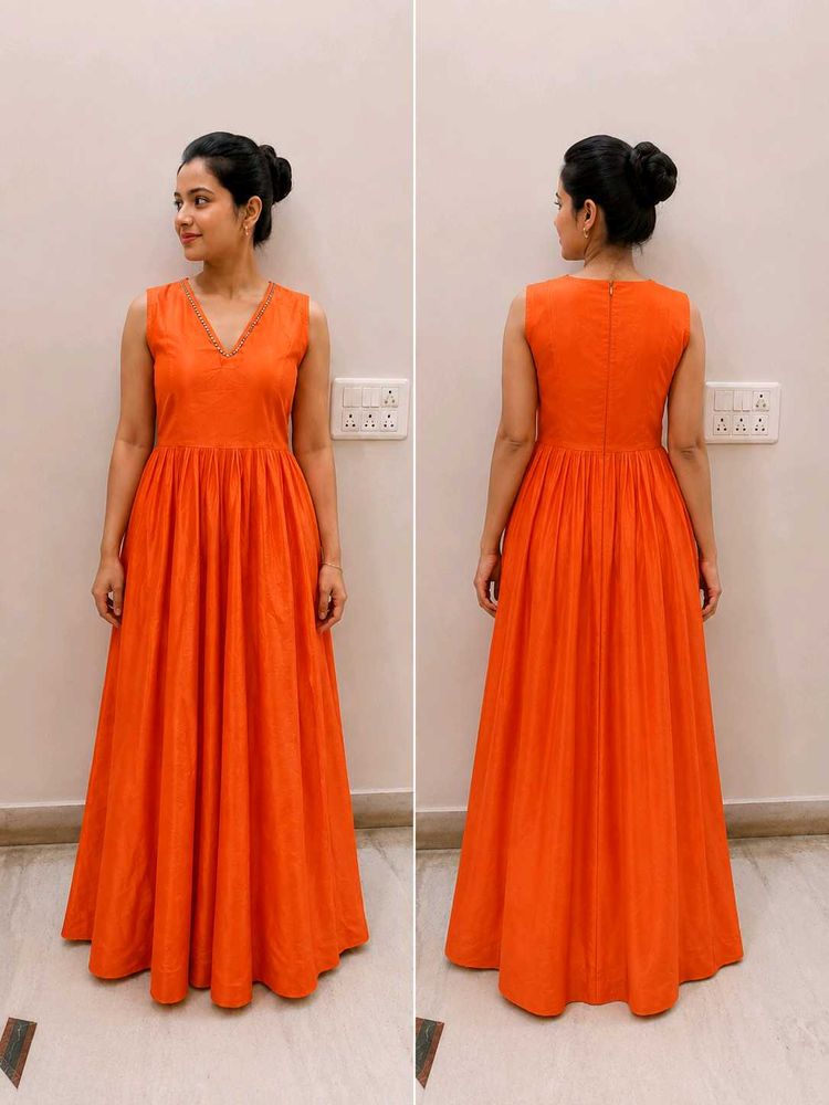vibrant Orange ethnic gown