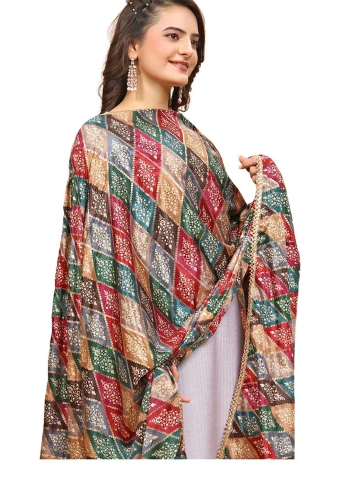 Vibrant Geometric Print Dupatta