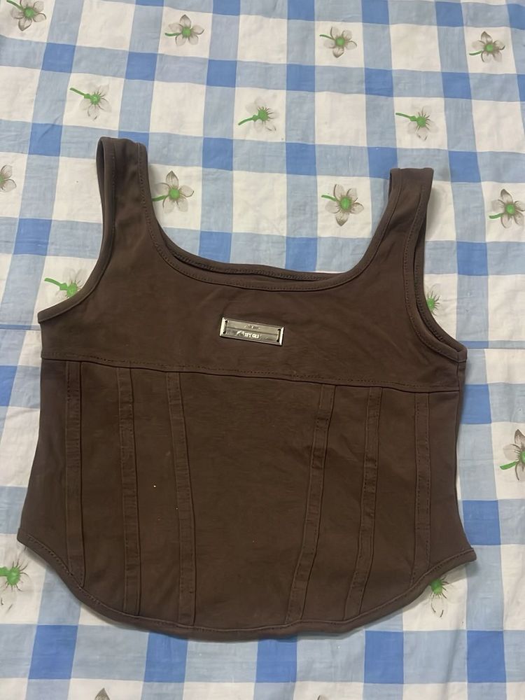 Brown Corset Style Tank Top