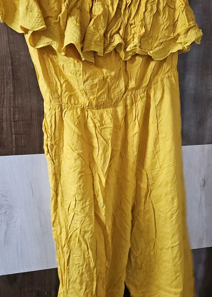 Yellow Off-Shoulder Jumpsuit