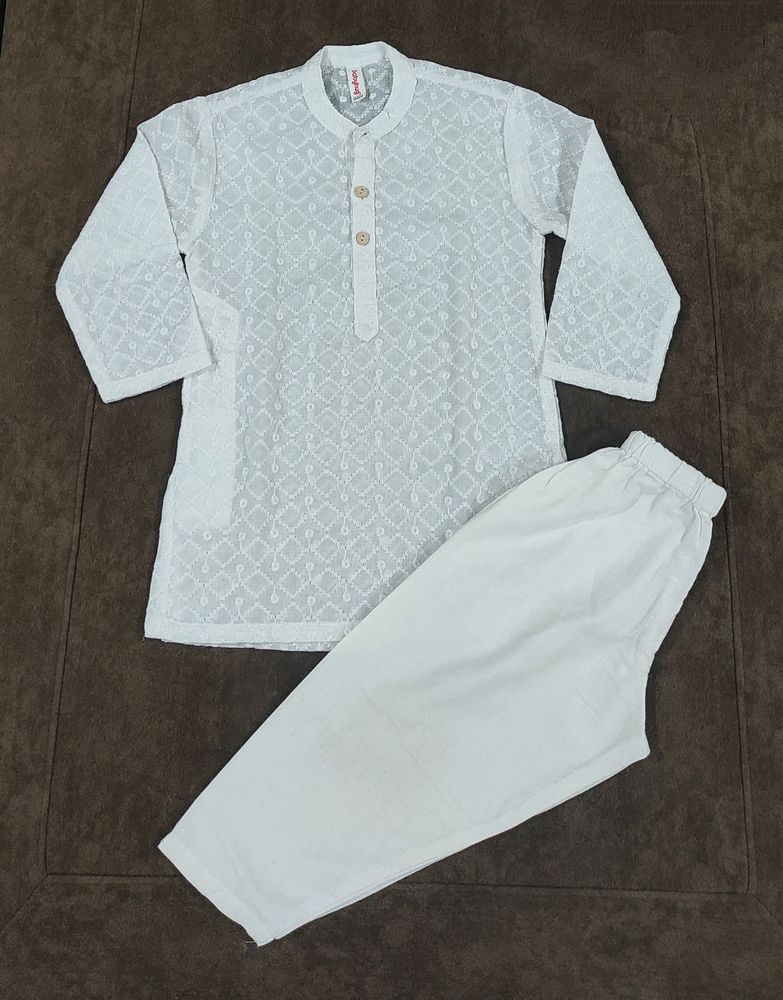 Babyhug's Ethnic Chikankari For Boys All White