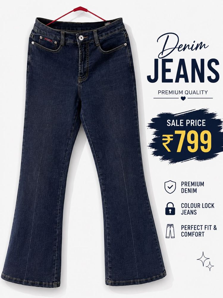 Dark Wash Flared Denim Jeans
