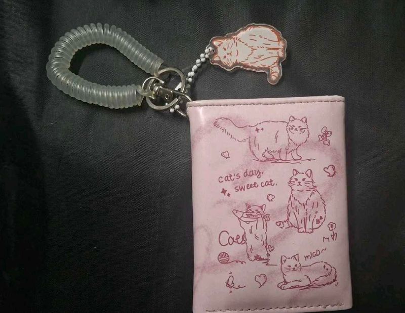 Cute Cat Keychain with Card Holder