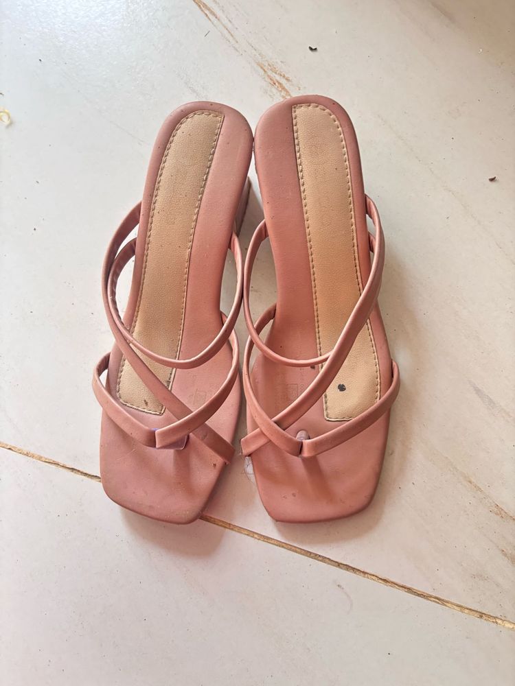 Stylish Pink Square Toe Sandals