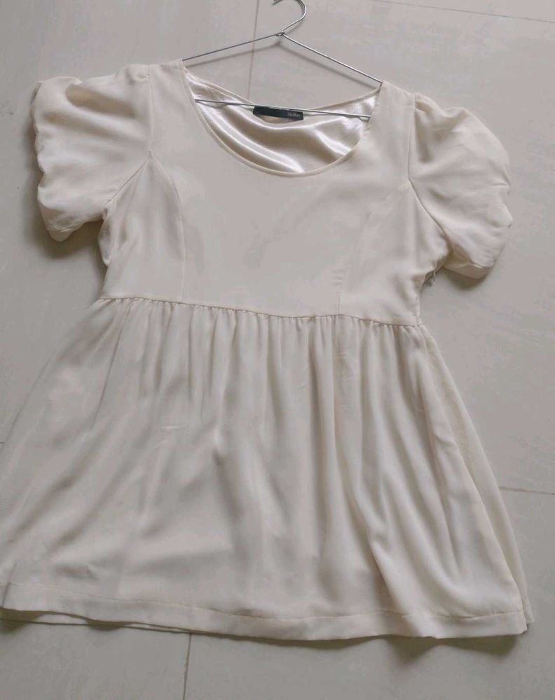 Cream Puff Sleeve Babydoll Dress