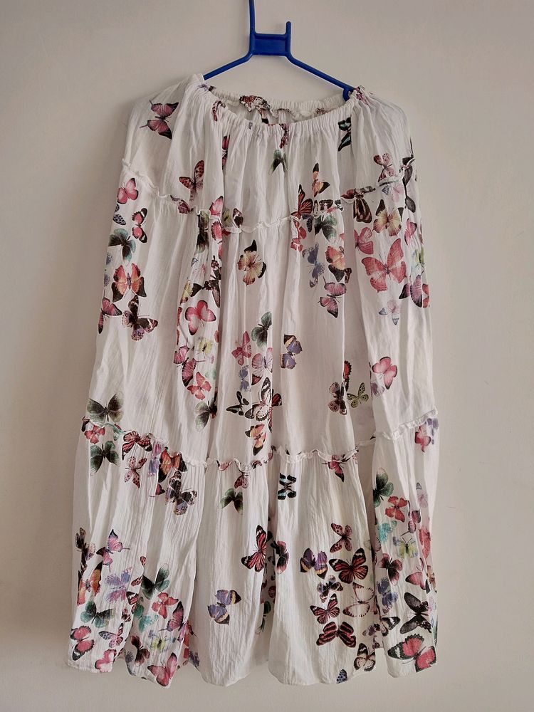 Butterfly Print Peasant Skirt