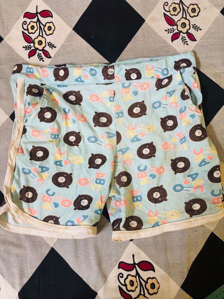 Cute Bear Print Shorts