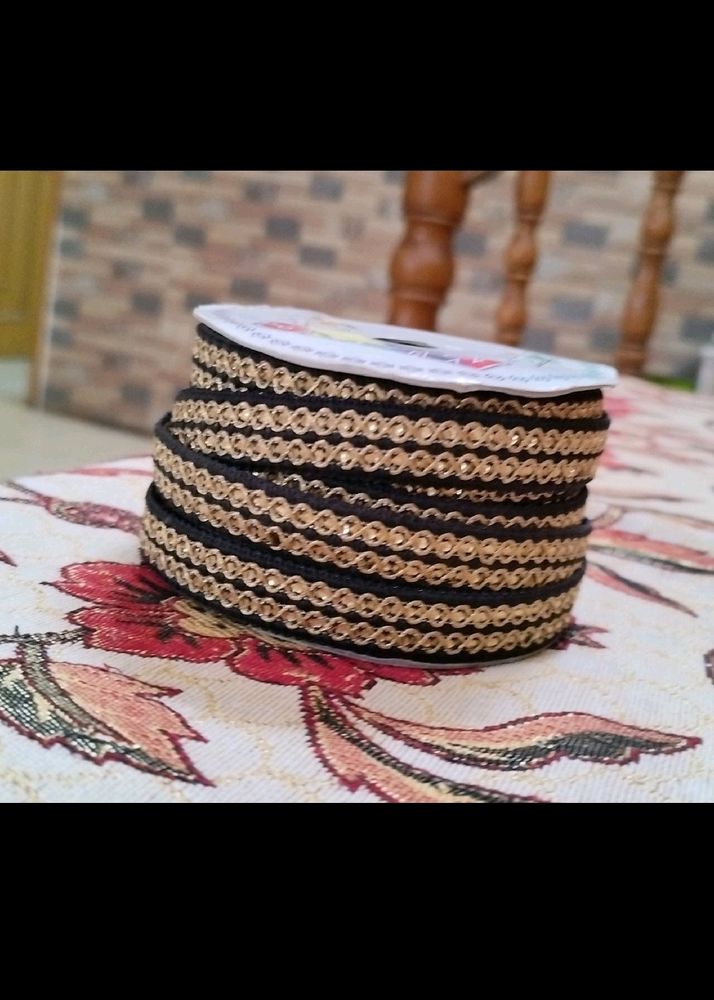 Grey And Golden Colour Lace