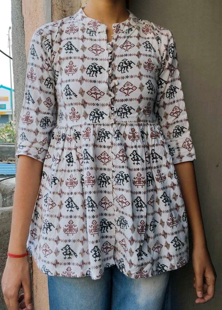 Boho Print Cotton Kurta Top