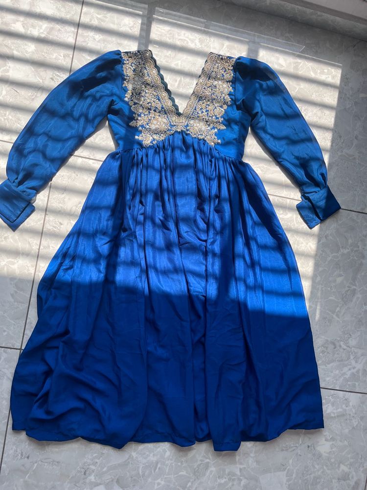 Beautiful Royal Blue Embroidered Gown