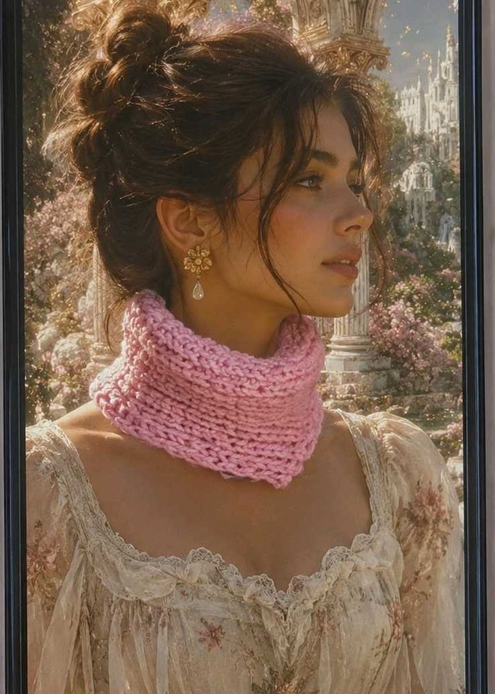 Handmade Pink Knitted Scarf