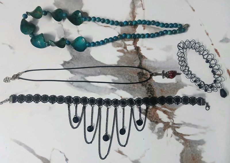 Gothic &amp; Beaded Necklace Set