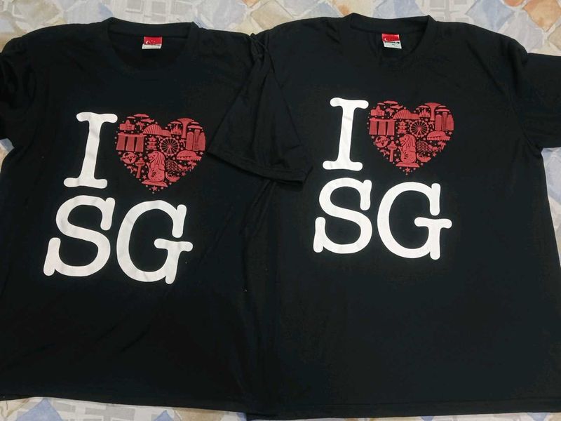 Couple Black Singapore Tshirts pack of 2