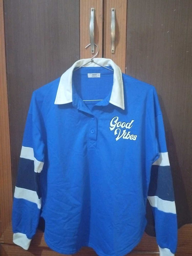 Blue "Good Vibes" Long Sleeve Top