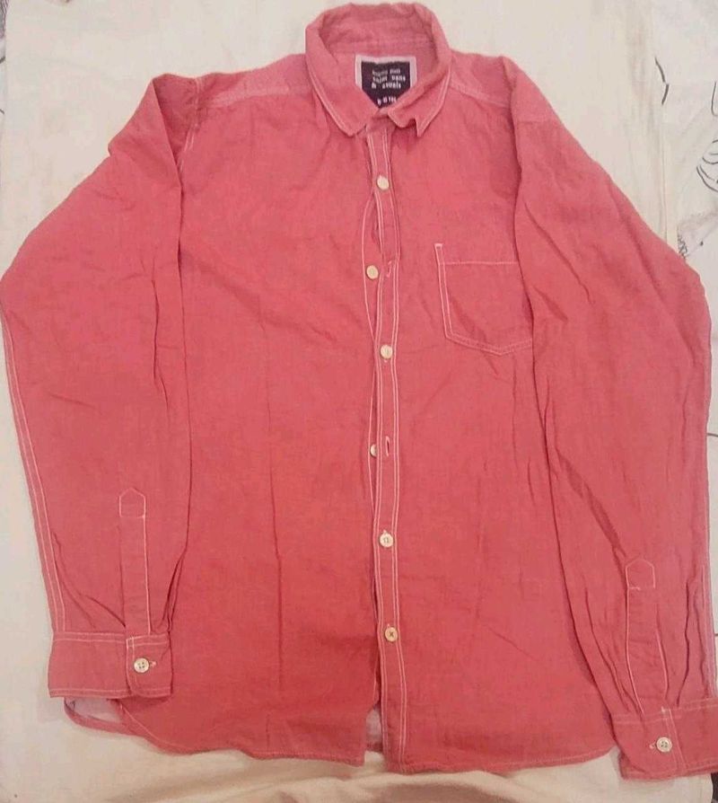 Men's Coral Button-Down Shirt
