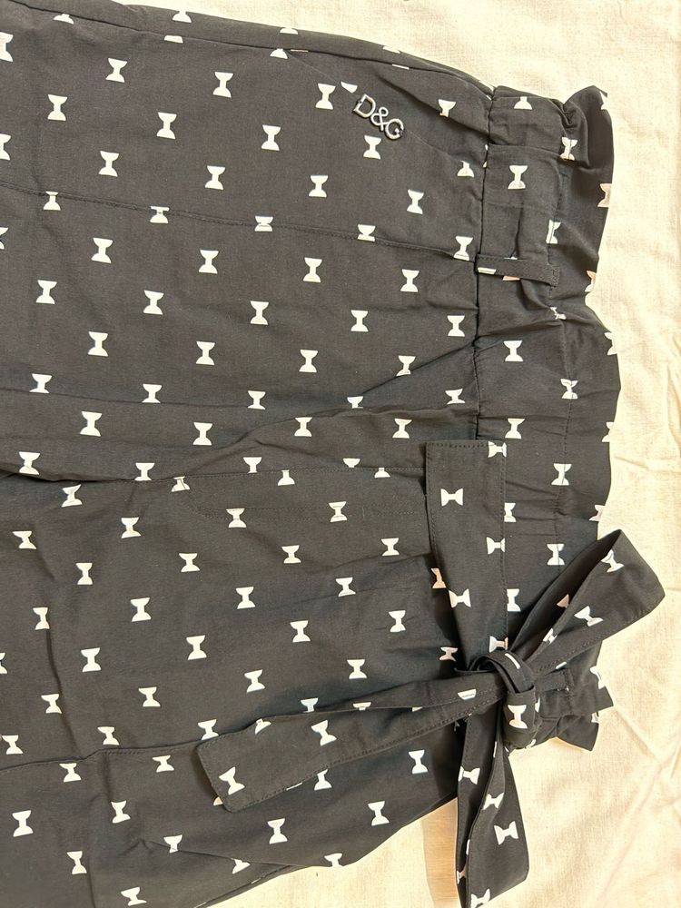 Stylish D&amp;G Black Bow Print Pants