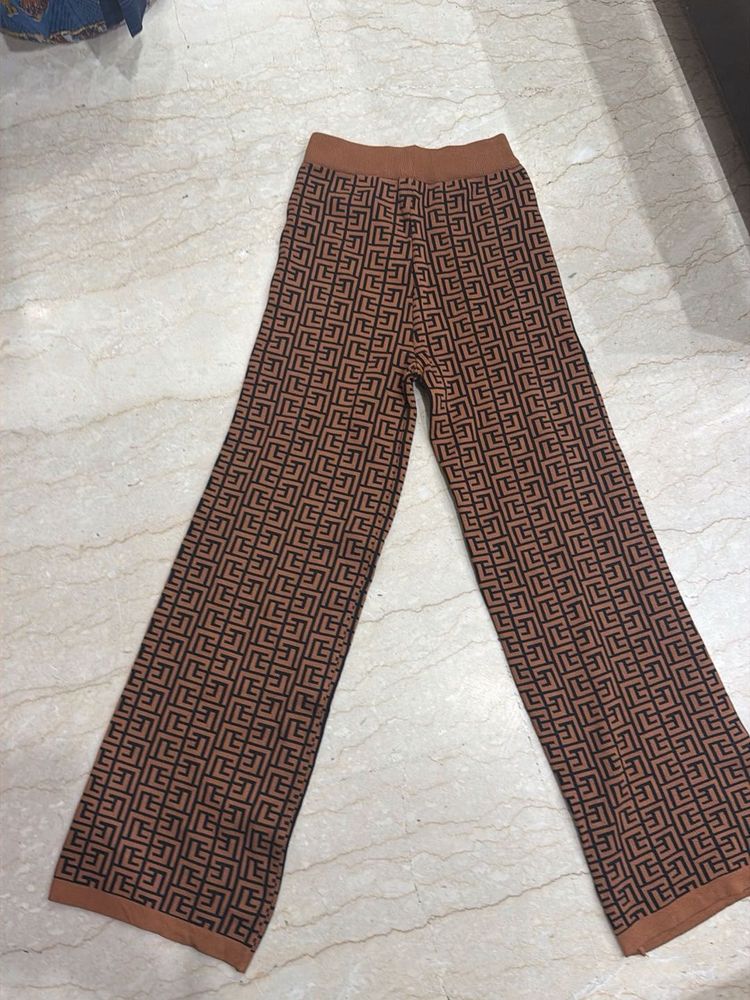 Designer Print Wide Leg Pants