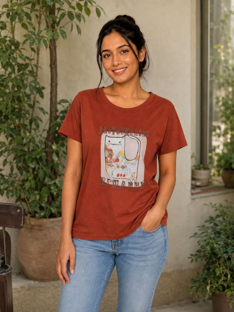 Unisex Rust Brown Graphic T-shirt