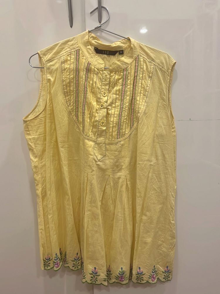 Yellow Embroidred Top