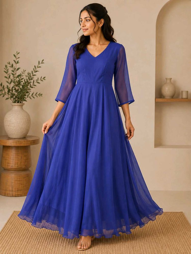 Elegant Royal Blue Maxi Gown