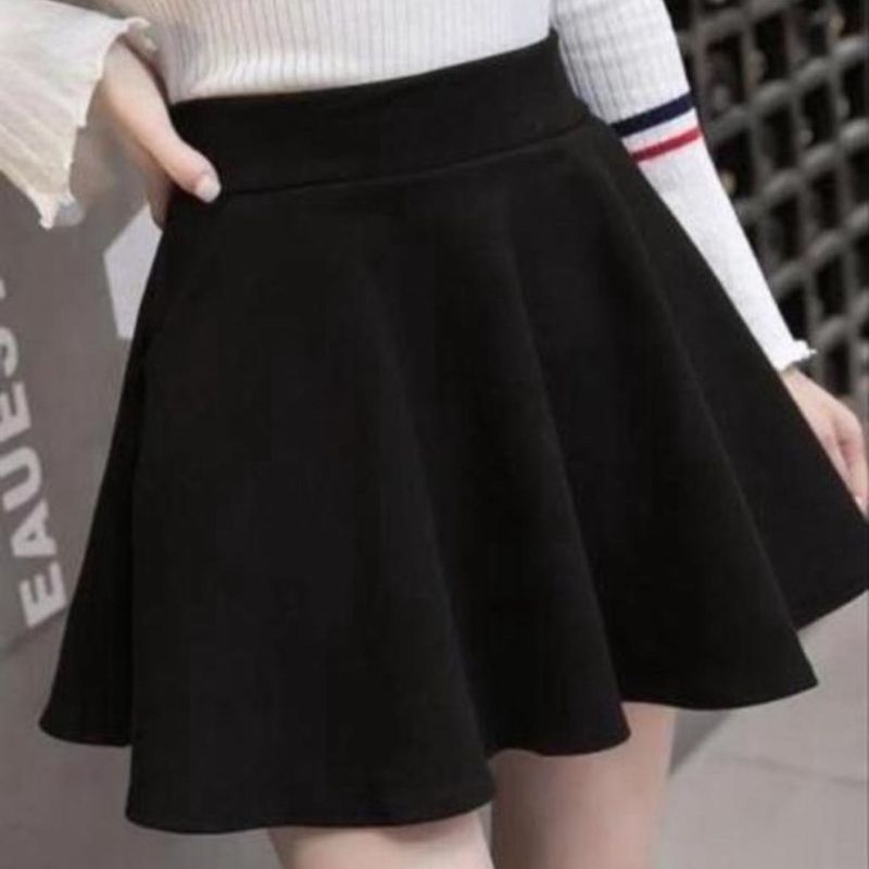 Black Flared Mini Skirt