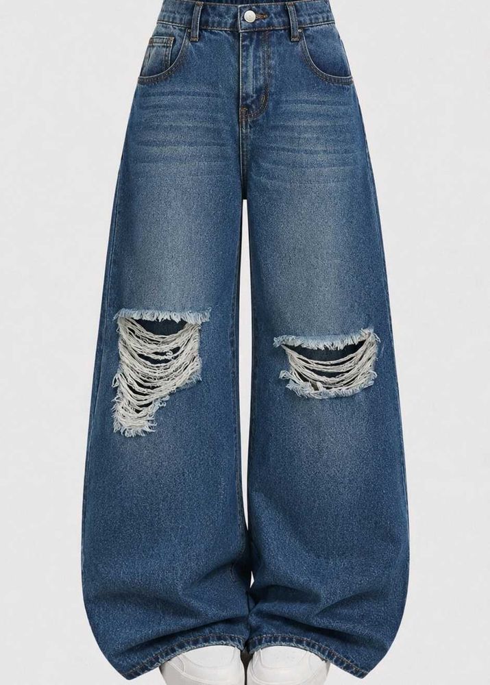 Freakins blue washed vintage baggy jeans distress