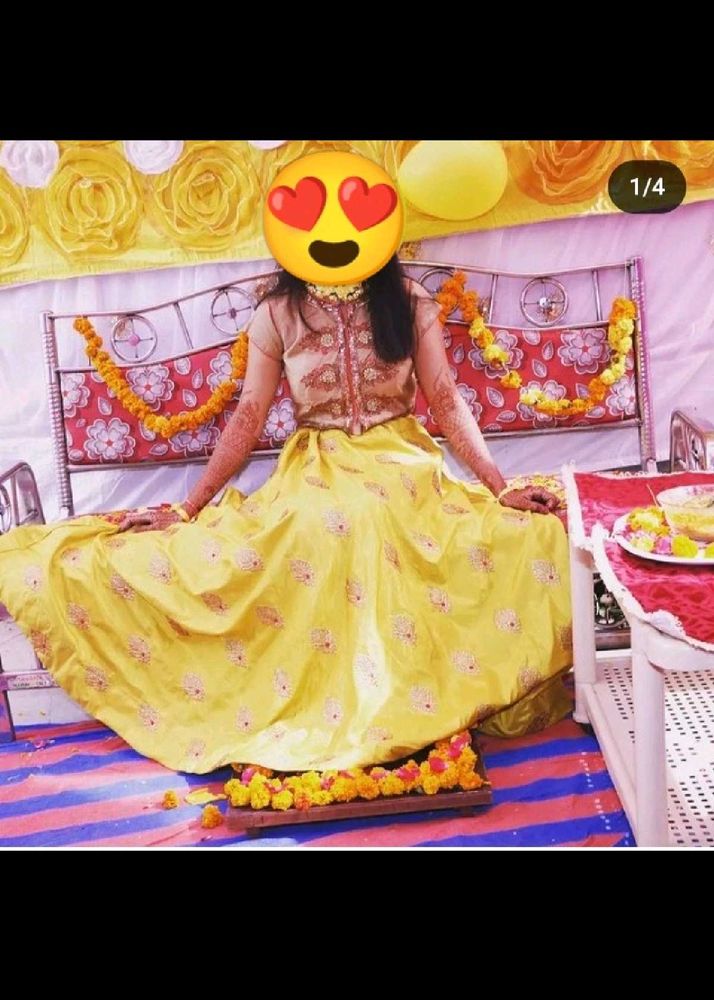 Golden ,Yellow Embroidered Lehenga With Blouse