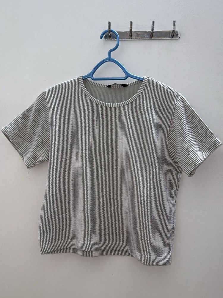 Zudio Striped Ribbed Knit Top