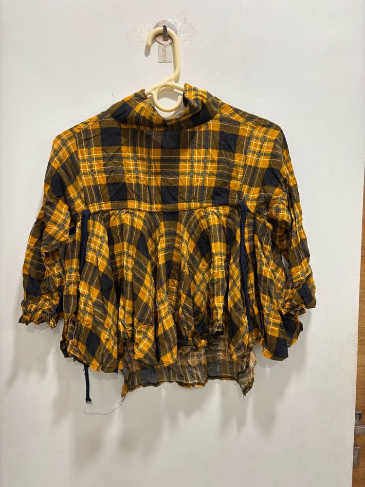 Mustard Printed Fit And Flare Top