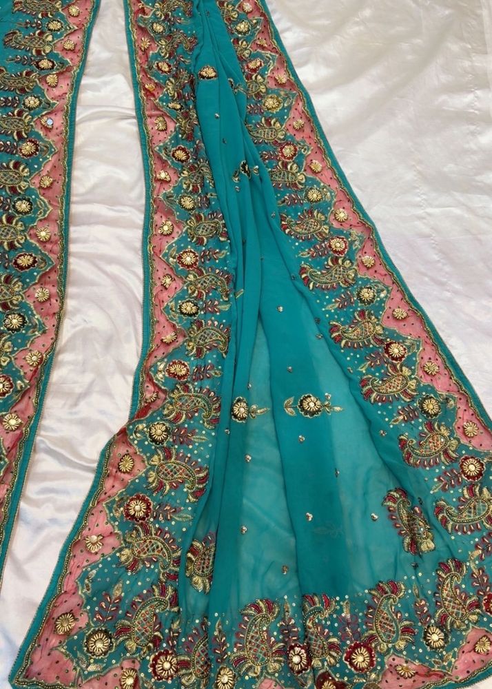 Embellished Teal Saree
