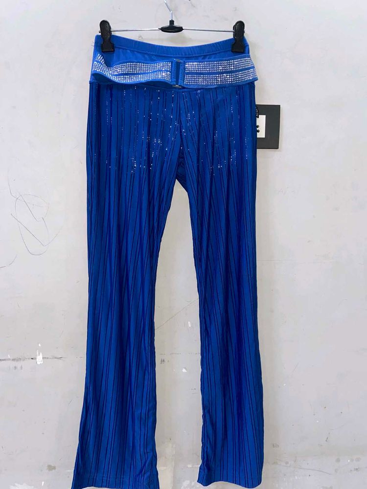 Sparkling Blue Wide-Leg Pants