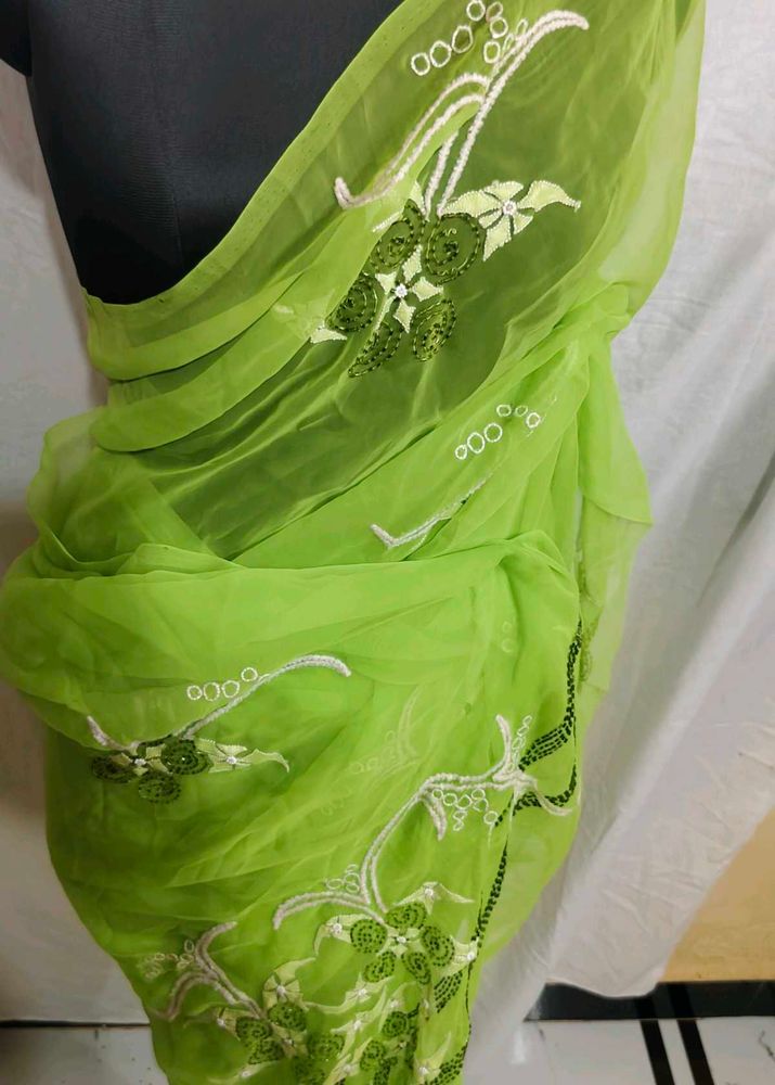 pure chiffon hand work 💯 saree 🔥 light weight