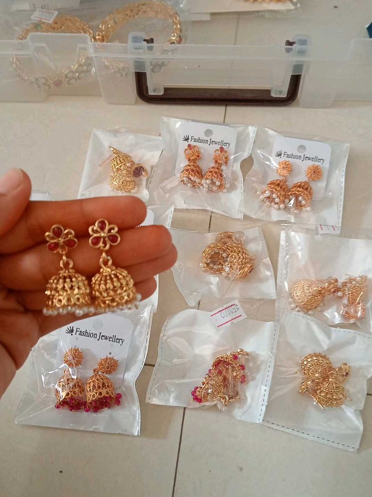 Beautiful Gold Tone Jhumka Earrings