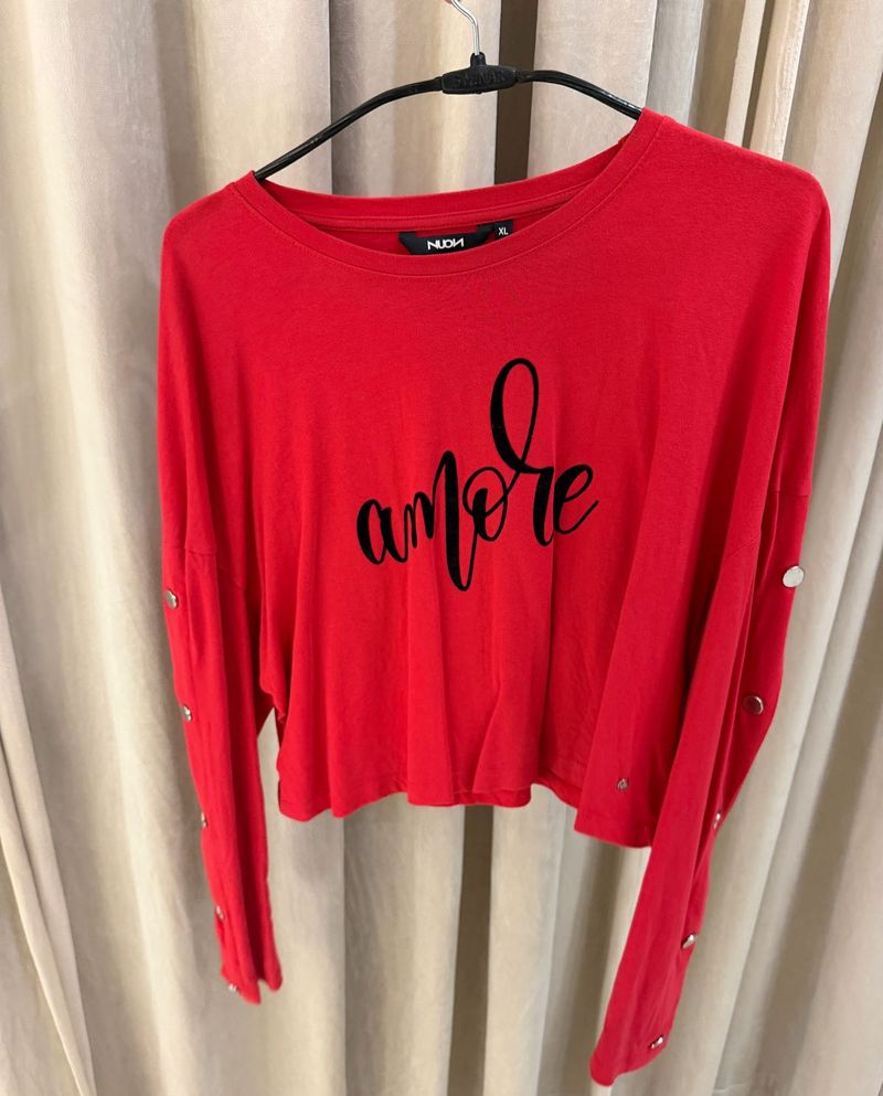 Red "Amore" Graphic Long Sleeve Top