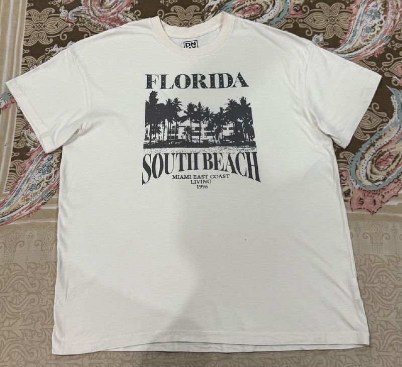 DNMX White Florida South Beach Graphic T-Shirt