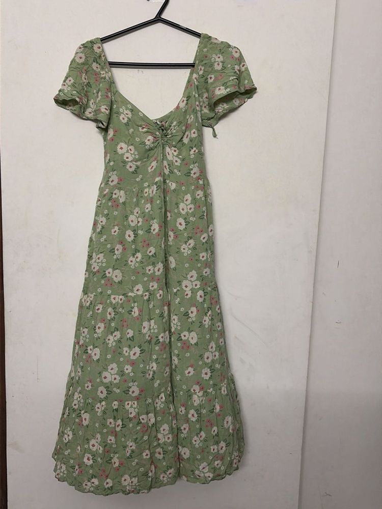 Light Green Floral Maxi Dress