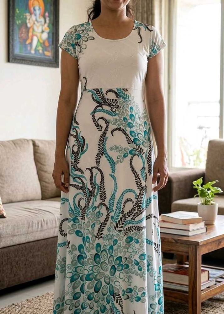 White &amp; Blue Maxi Dress